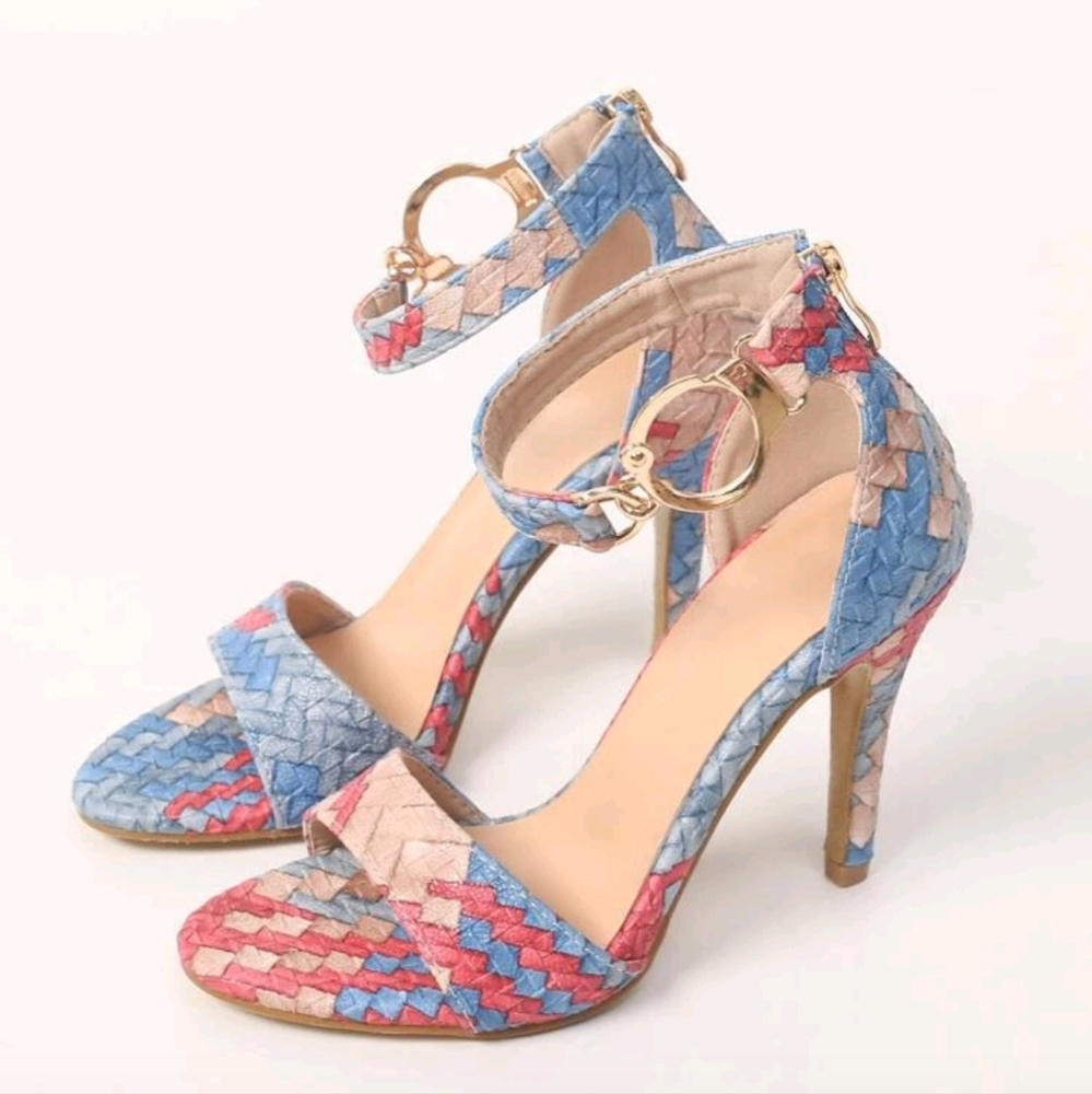 Brand New Colorful Color Block Women's High Heel Sandals 8.5